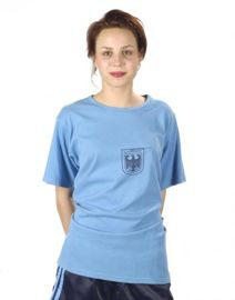SPORT T-SHIRT - GERMAN ARMY BW MILITARY SURPLUS - LIGHT BLUE - LIKE NEW/WITH STAMP