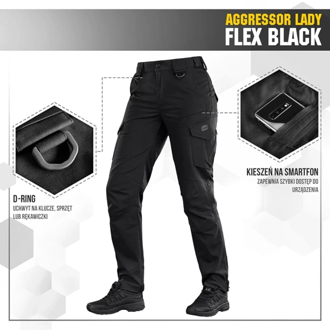  AGGRESSOR LADY FLEX TACTICAL TROUSERS, BLACK - M-TAC