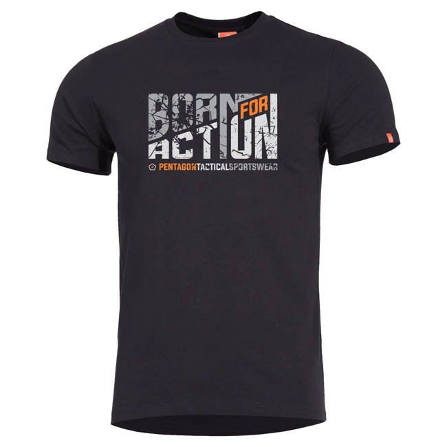 AGERON BORN FOR ACTION T-SHIRT - BLACK - PENTAGON