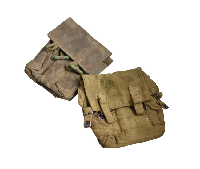 AK-47 MAGAZINE CARRIER WITH 4 COMPARTMENTS - MILITARY SURPLUS FROM ROMANIAN ARMY - VARIOUS SHADES - USED