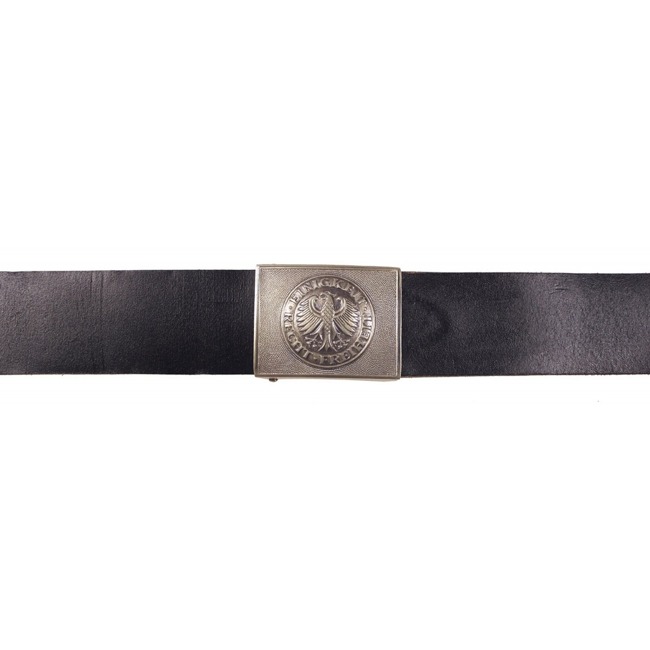 BW leather belt, black, buckle silver, used  