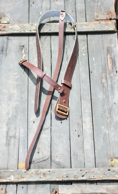 Brown leather belt - Romanian Army Surplus