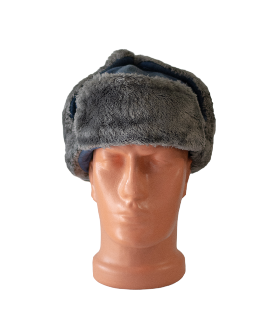 CLOTH CAP WITH FUR - BLUE - MILITARY SURPLUS ROMANIAN ARMY - LIKE NEW