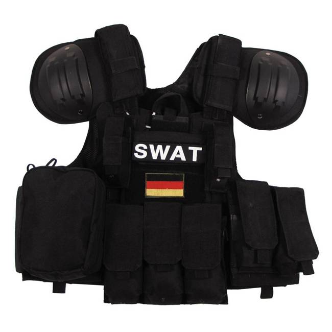 COMBAT VEST - "SWAT" - WITH QUICK RELEASE - MFH®  - BLACK