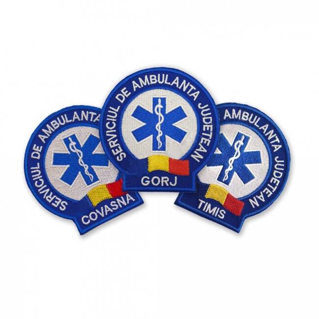 EMBLEMA AMBULANTA SAJ MANECA, CU APLICARE PRIN COASERE - BRAILA