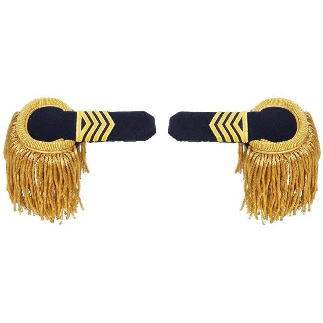 EPAULETTES WITH FRINGES, RANK IV WITH CASE - MILITARY SURPLUS FROM PORTUGUESE ARMY - LIKE NEW