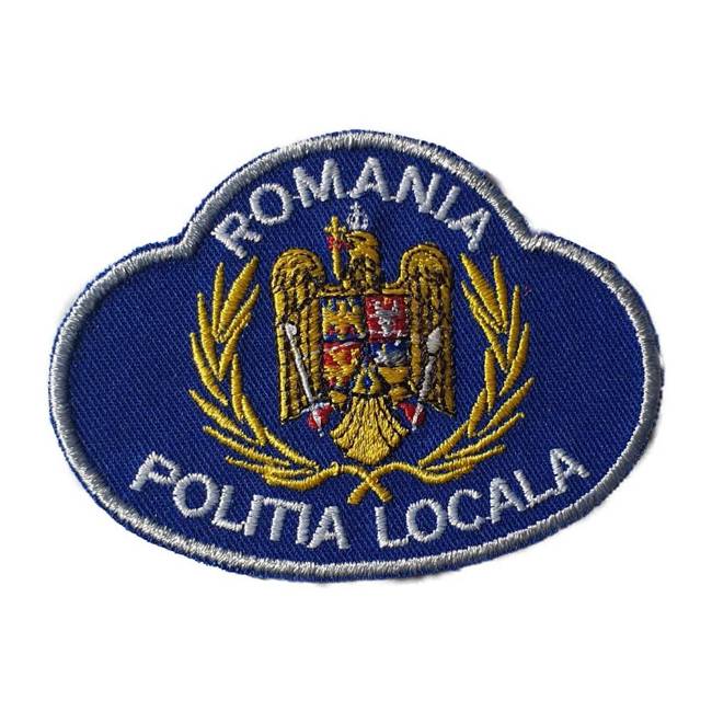 Emblema brodata coifura Politia Locala - model 2, cu aplicare Velcro (cu scai)