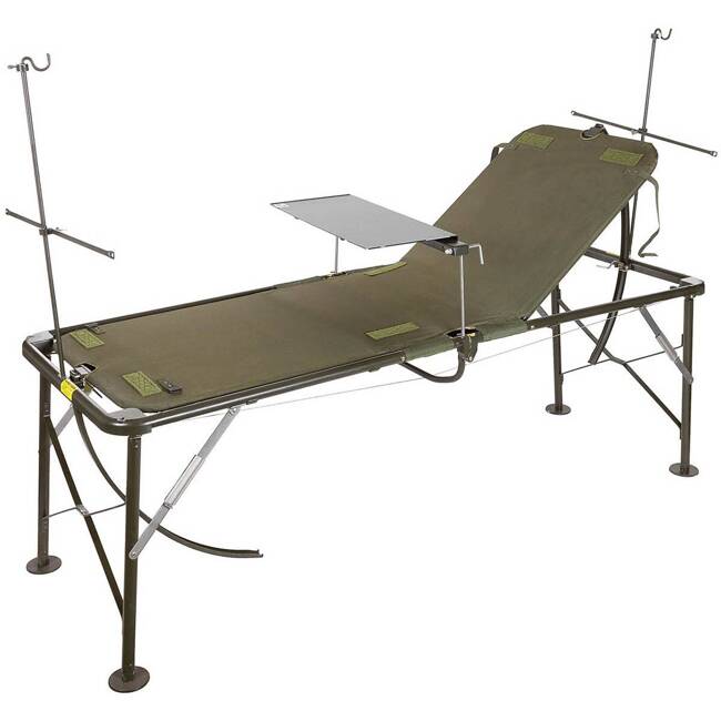 FOLDABLE HOSPITAL BED, OD GREEN - MILITARY SURPLUS FROM US ARMY - LIKE NEW