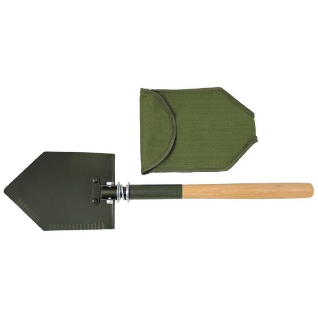 FOLDING SHOVEL "Deluxe" WITH WOODEN HANDLE - 2 PIECES - SWISS ARMY - WITH CASE