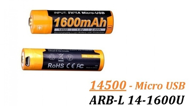 Fenix 14500 - 1600mAh - Micro-USB Rechargeable Battery - ARB-L 14-1600U