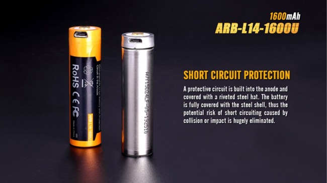 Fenix 14500 - 1600mAh - Micro-USB Rechargeable Battery - ARB-L 14-1600U