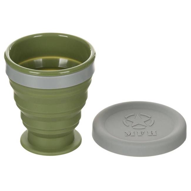 Folding Cup - With lid - Silicone - 200 ml - OD Green