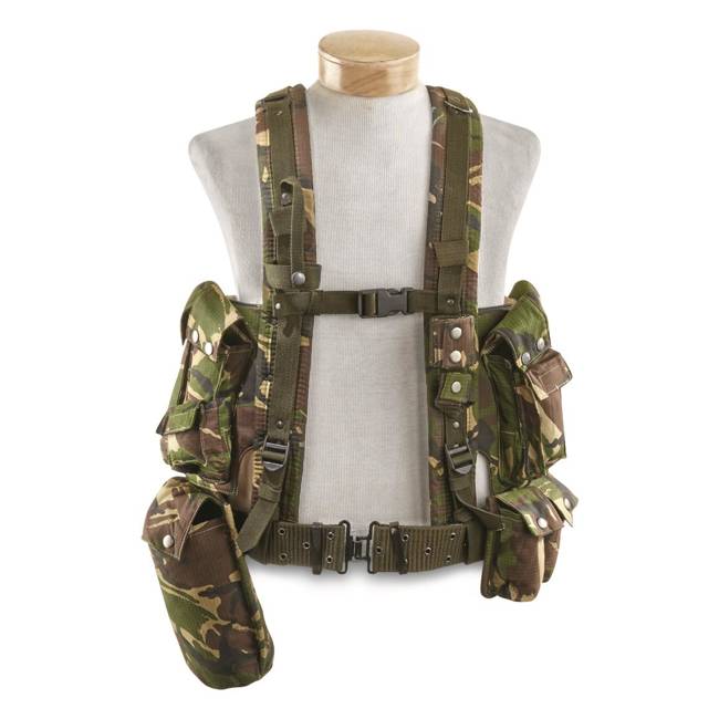 HARNESS, TACTICAL VEST - RIPSTOP CANVAS - DPM CAMO - GENUINE MILITARY SURPLUS ROMANIAN ARMY