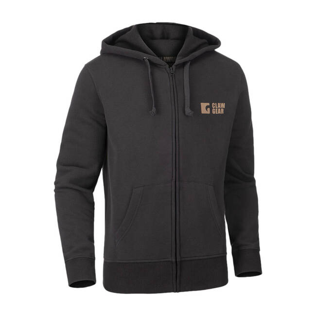 HOODIE WITH ZIPPER AND CG LOGO - BLACK - CLAWGEAR