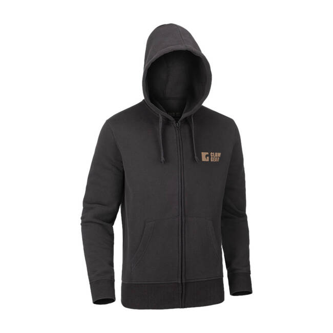 HOODIE WITH ZIPPER AND CG LOGO - BLACK - CLAWGEAR