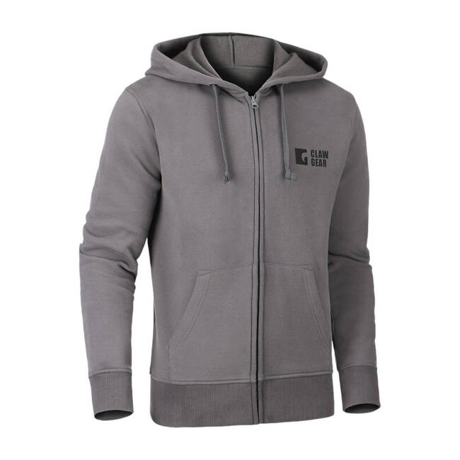 HOODIE WITH ZIPPER AND CG LOGO - WOLF GREY - CLAWGEAR