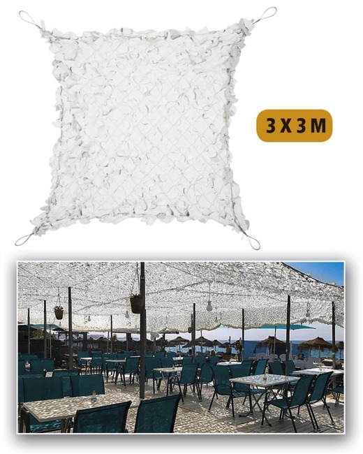 LEAF NETTING FOR SUN PROTECTION - RIP-STOP FABRIC - Mil-Tec® - WHITE - 3 x 3 M