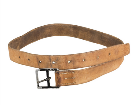 LEATHER BELT - MILITARY SURPLUS FROM THE SWISS ARMY - BROWN - USED