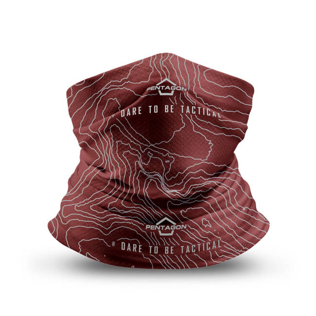 NECK GAITER - "SKIRON TOPOGRAPHIC MAP" - Pentagon® - MAROON RED