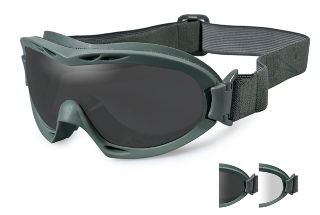 NERVE GOGGLE GREY/CLEAR/GREEN FRAME