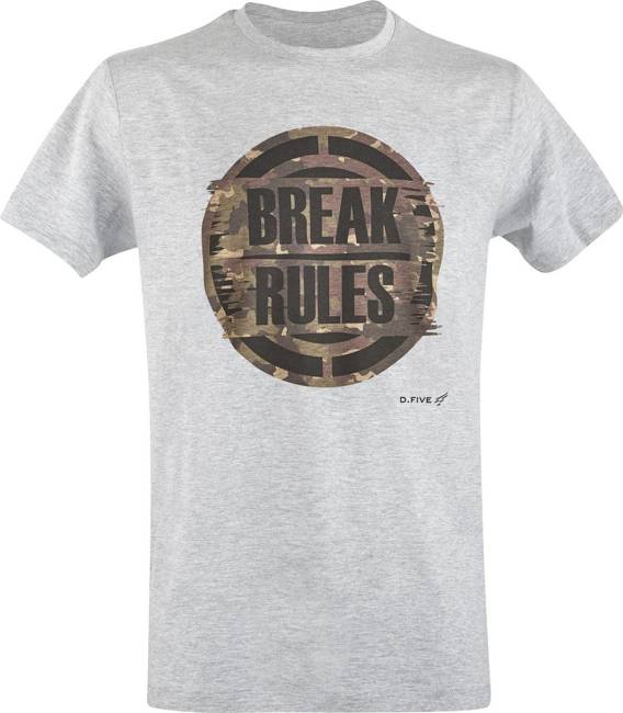 ORGANIC COTTON T SHIRT "BREAK RULES" - GREY