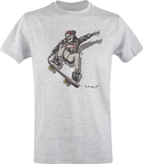 ORGANIC COTTON T SHIRT "SKULL WITH SKATEBOARD" - GRAY