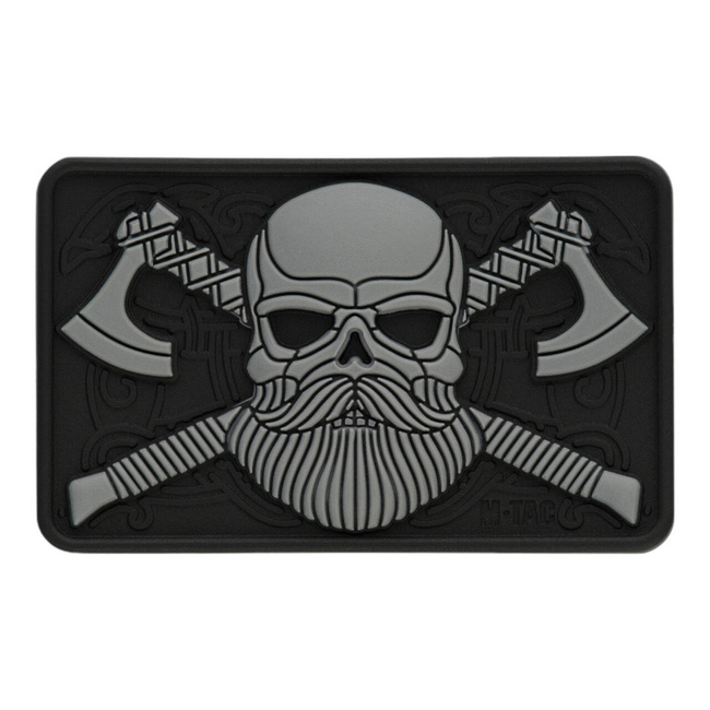 PATCH BEARDED SKULL 3D PVC - BLACK/GREY - M-TAC