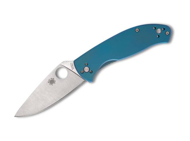 POCKET KNIFE Tenacious R.I.L. Blue Titanium PlainEdge - SPYDEREDGE