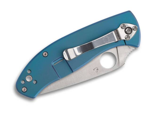 POCKET KNIFE Tenacious R.I.L. Blue Titanium PlainEdge - SPYDEREDGE