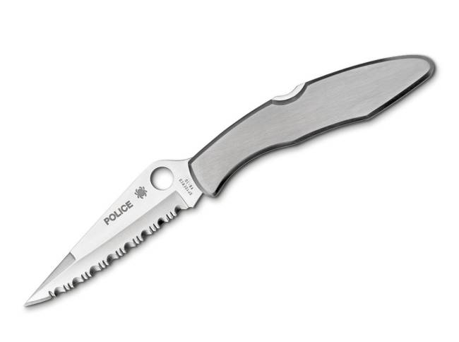 POLICE SERRATED POCKET KNIFE - SPYDERCO