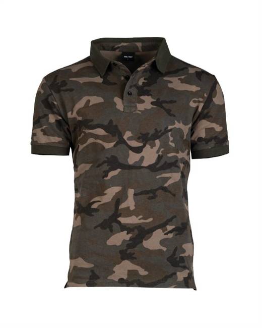 PRE-WASHED COTTON POLO SHIRT - Mil-Tec® - WOODLAND