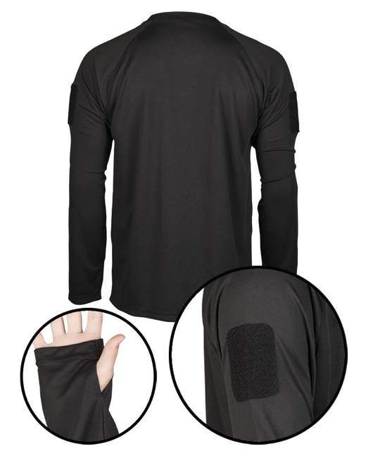 QUICK-DRYING LONG-SLEEVED TACTICAL SHIRT - Mil-Tec® - BLACK 