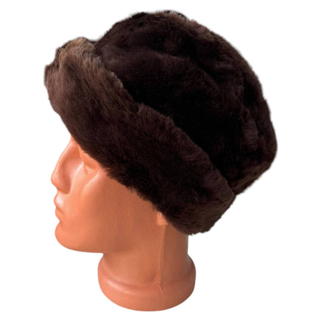 RSR FUR CAP - MEN - MILITARY SURPLUS ROMANIAN ARMY - BROWN - USED, WITH DEFECT