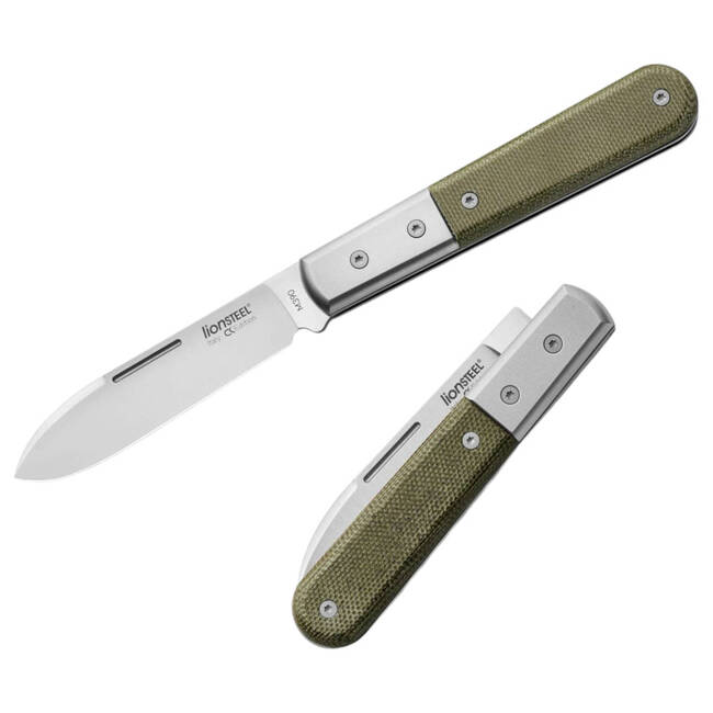 "Roundhead Barlow Canvas Micarta Green" POCKET KNIFE - LionSteel