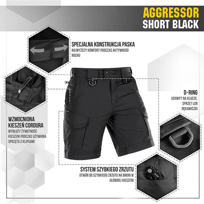 SHORT PANTS AGGRESSOR SHORT - BLACK - M-TAC