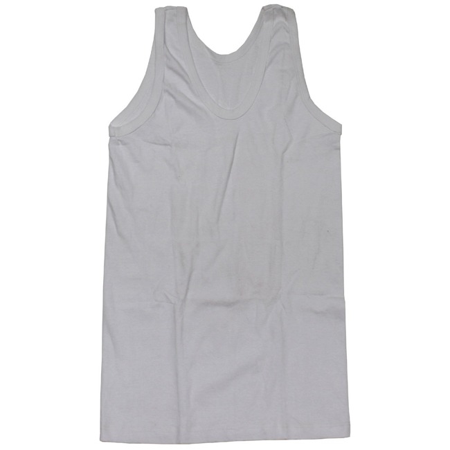 SLEEVELESS SHIRT, TANK TOP - WHITE - MILITARY SURPLUS CZECHOSLOVAK ARMY - USED