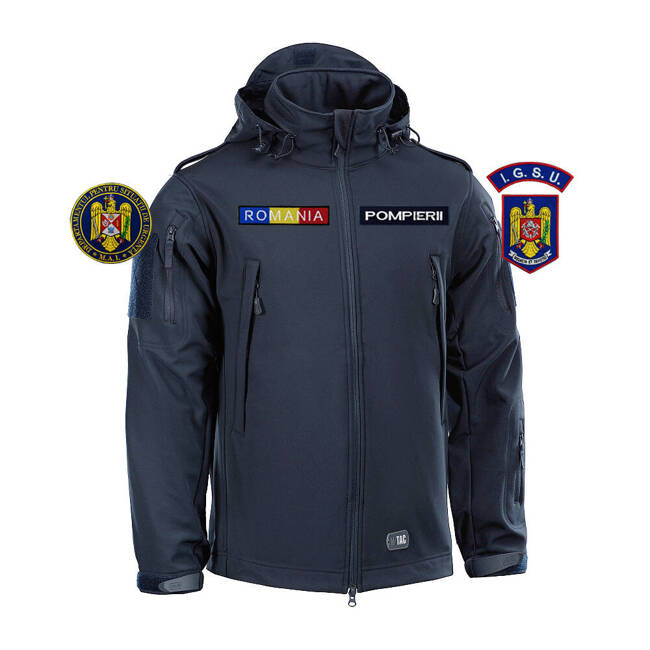 SOFTSHELL JACKET - M-TAC - DARK NAVY BLUE - WITH BADGES - ISGU/DSU FIRE BRIGADE