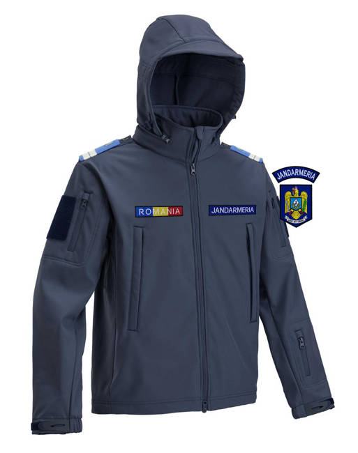 SOFTSHELL JACKET - NAVY BLUE - GENDARMERIE - WITH EMBLEMS