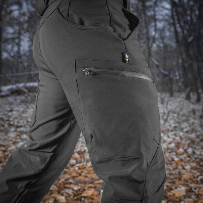 SOFTSHELL TACTICAL WINTER TROUSERS, BLACK - M-TAC