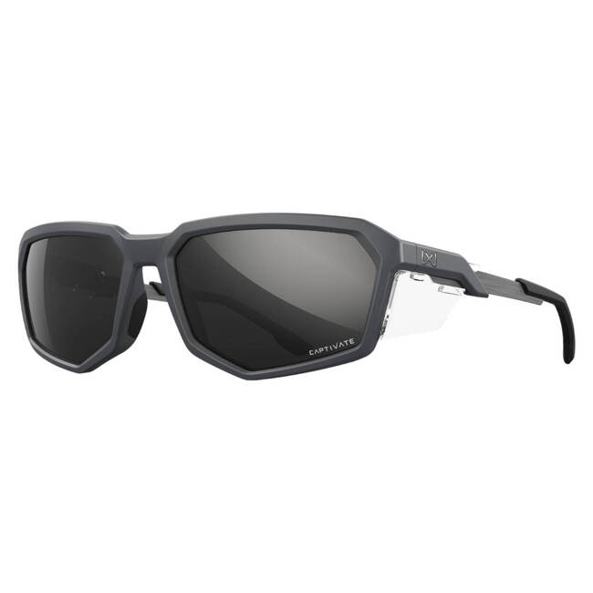 Sunglasses - Wiley X - RECON - Polarized CAPTIVATE™ Black Mirror Lenses/Matte Grey Frame