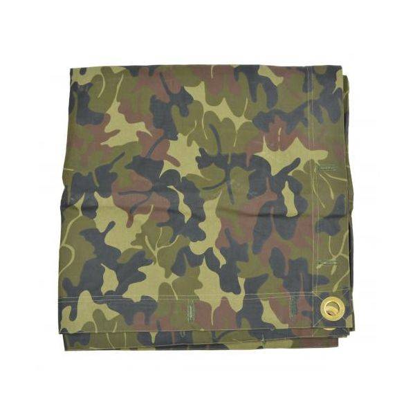 TENT TARPAULIN PLASH-PALATKA RAIN CAPE/SHELTER HALF - 180 x 180 CM - WOODLAND MOZAIC CAMO - ROMANIAN ARMY MILITARY SURPLUS - LIKE NEW