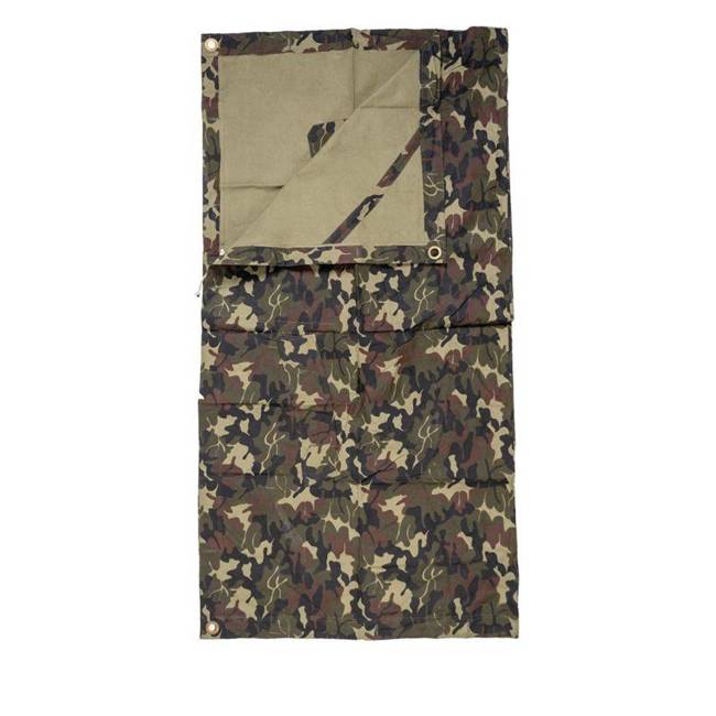 TENT TARPAULIN PLASH-PALATKA RAIN CAPE/SHELTER HALF - 180 x 180 CM - WOODLAND MOZAIC CAMO - ROMANIAN ARMY MILITARY SURPLUS - LIKE NEW