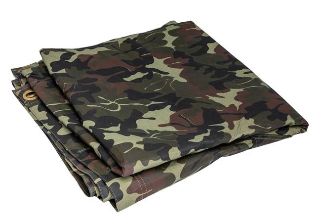 TENT TARPAULIN PLASH-PALATKA RAIN CAPE/SHELTER HALF - 180 x 180 CM - WOODLAND MOZAIC CAMO - ROMANIAN ARMY MILITARY SURPLUS - LIKE NEW