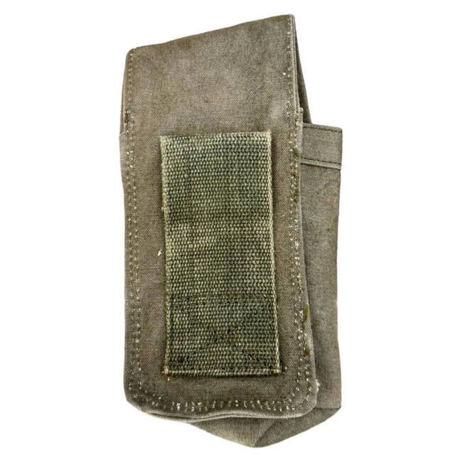 TEXTILE/LEATHER UTILITY POCKET - GREEN OD - MILITARY SURPLUS ROMANIAN ARMY - IN GOOD CONDITION