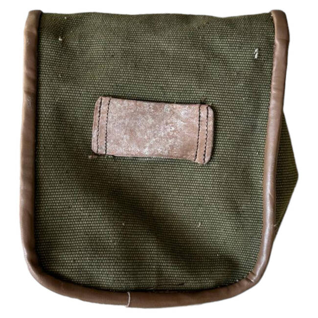 TEXTILE/LEATHER UTILITY POCKET - GREEN OD - MILITARY SURPLUS ROMANIAN ARMY - USED 