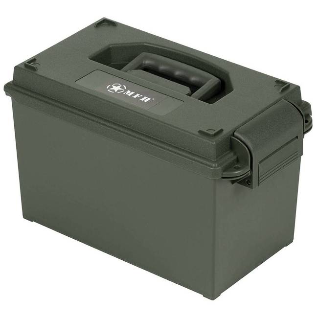 US Ammo Box, plastic, cal. 50 mm, OD green