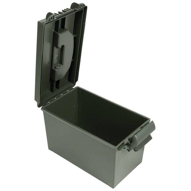 US Ammo Box, plastic, cal. 50 mm, OD green