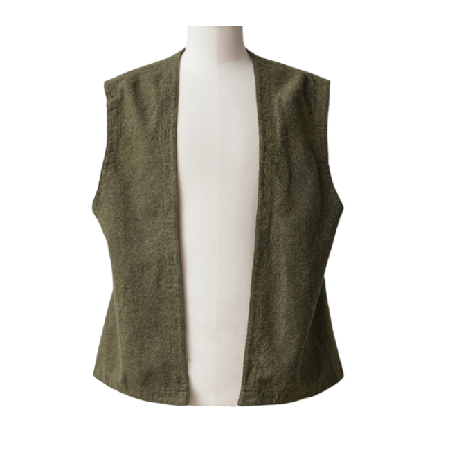 VINTAGE WOOL VEST - DUTCH ARMY MILITARY SURPLUS - 60'S - GREEN OD - IN GOOD CONDITION