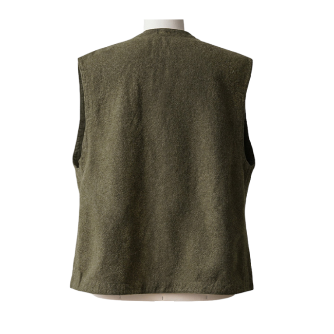 VINTAGE WOOL VEST - DUTCH ARMY MILITARY SURPLUS - 60'S - GREEN OD - IN GOOD CONDITION