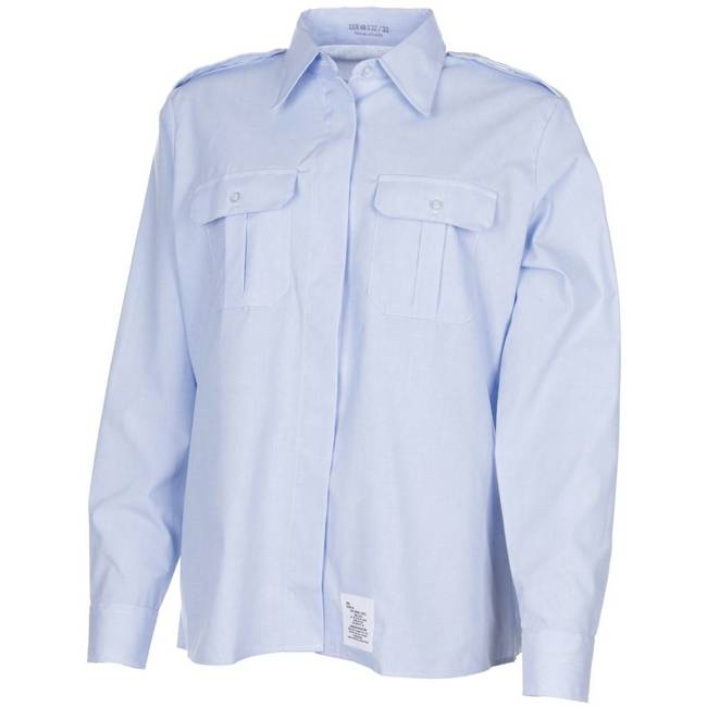 WOMEN'S LONG SLEEVE SHIRT - LIGHT BLUE - GENUINE US ARMY MILITARY SURPLUS - LIKE NEW